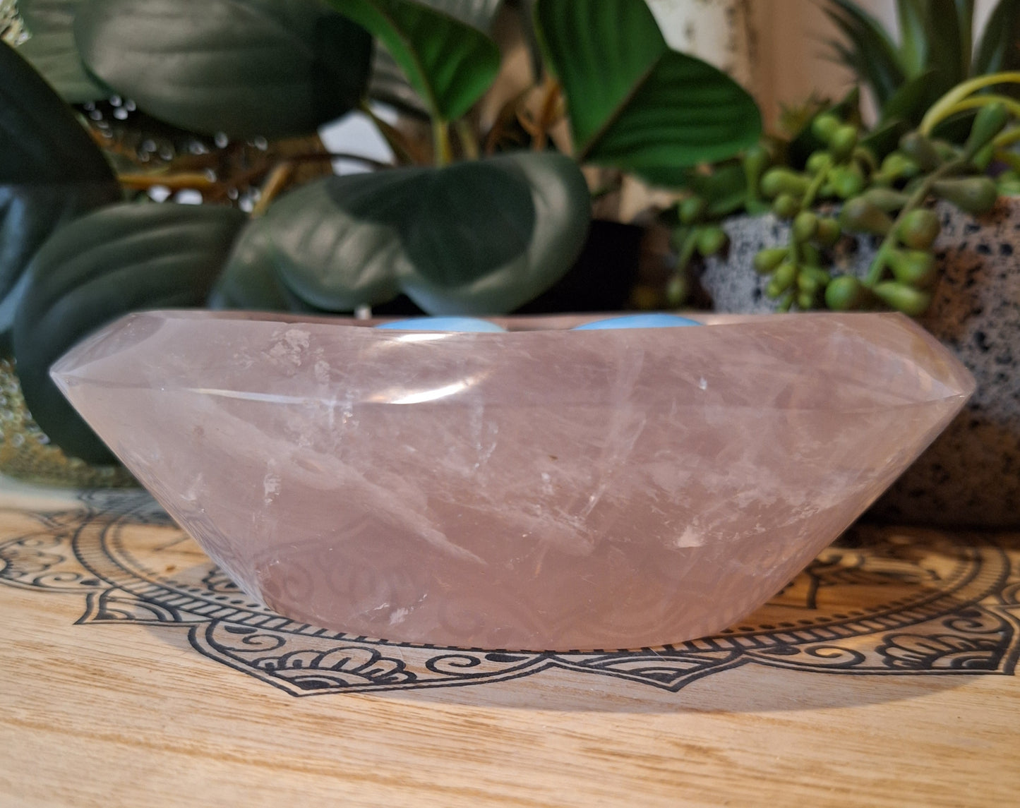 Rose Quartz Bowl with Opalite Hearts
