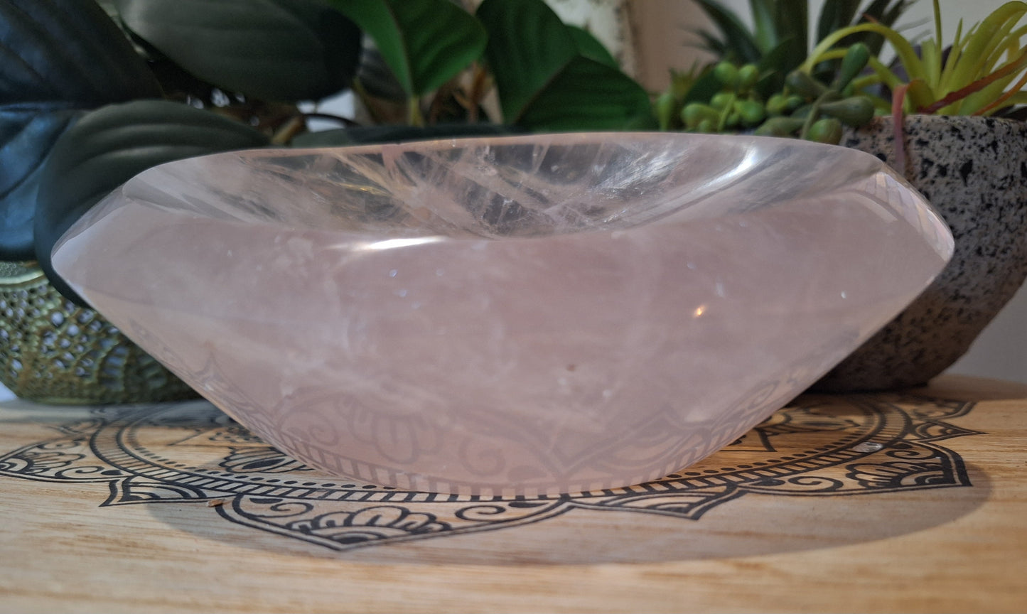 Rose Quartz Bowl with Opalite Hearts